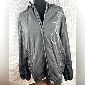 Calvin Klein Black Hoodie Rain/Windbreaker Jacket Size L